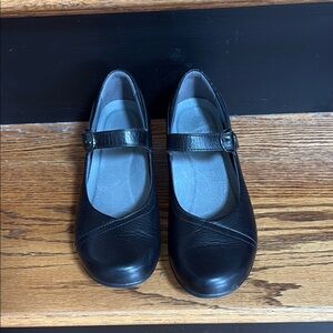 Dansko Black Leather Mary Jane Shoes